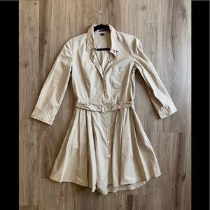 Theory Cotton Fit and Flare Dress with Belt